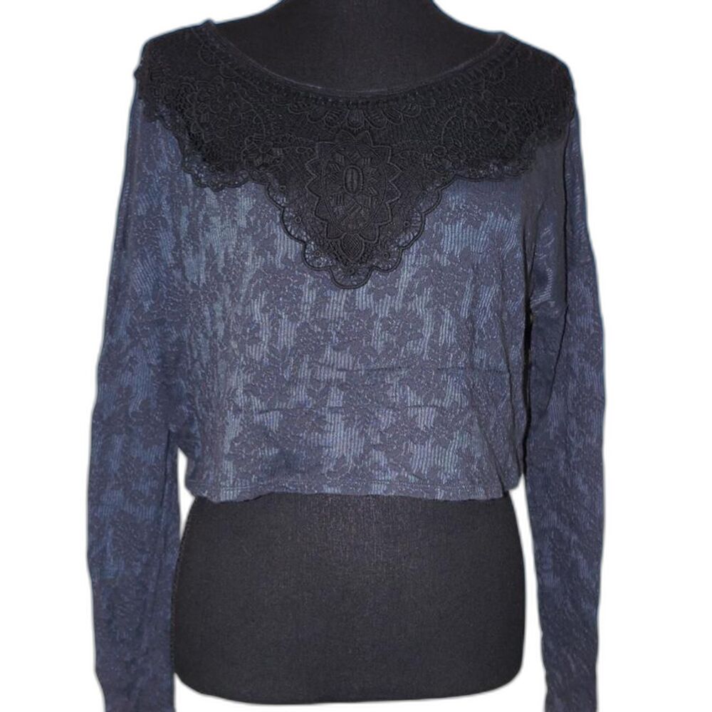Free People Women's Navy Long Sleeve Top